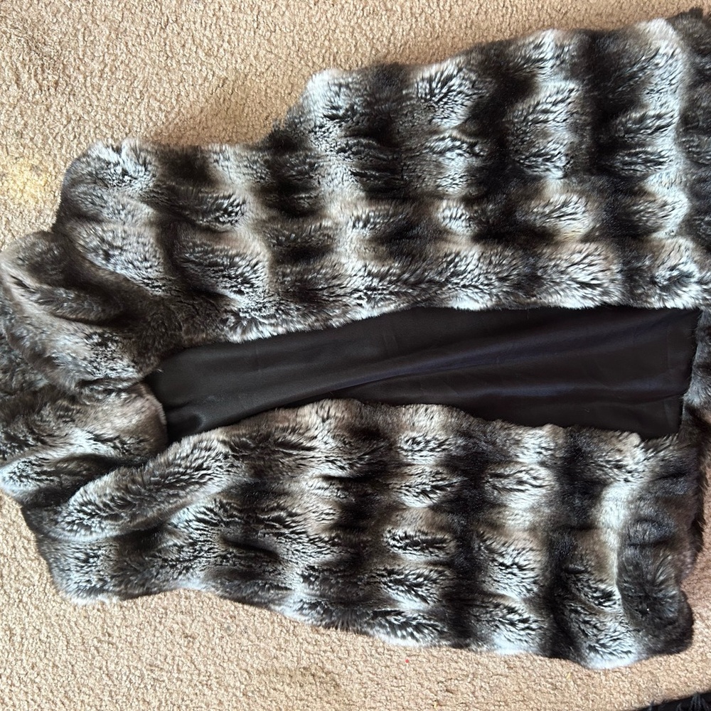 Black and white faux fur vest